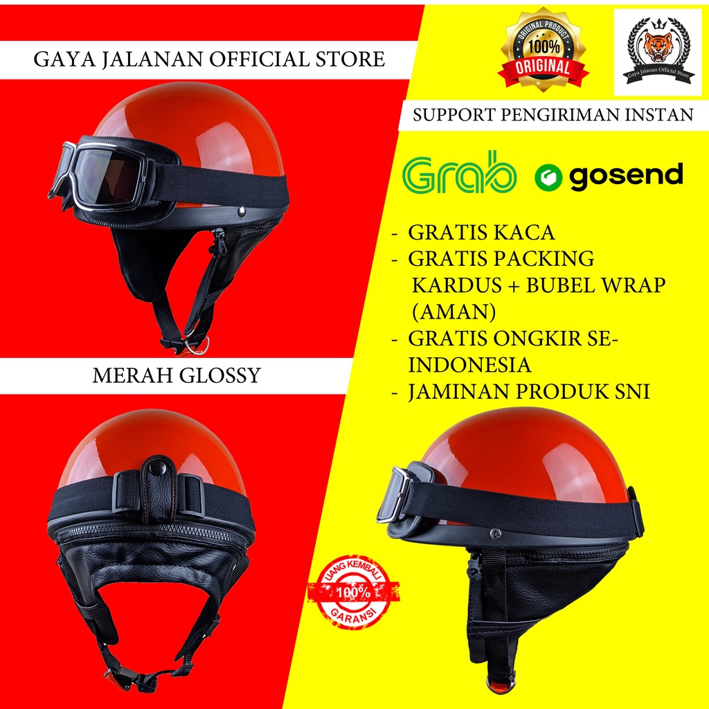 Helm Retro Klasik Helem Harley Vintage Pespa Vespa Choper Chopper Chips Chip Pria Cowo Cowok Wanita 