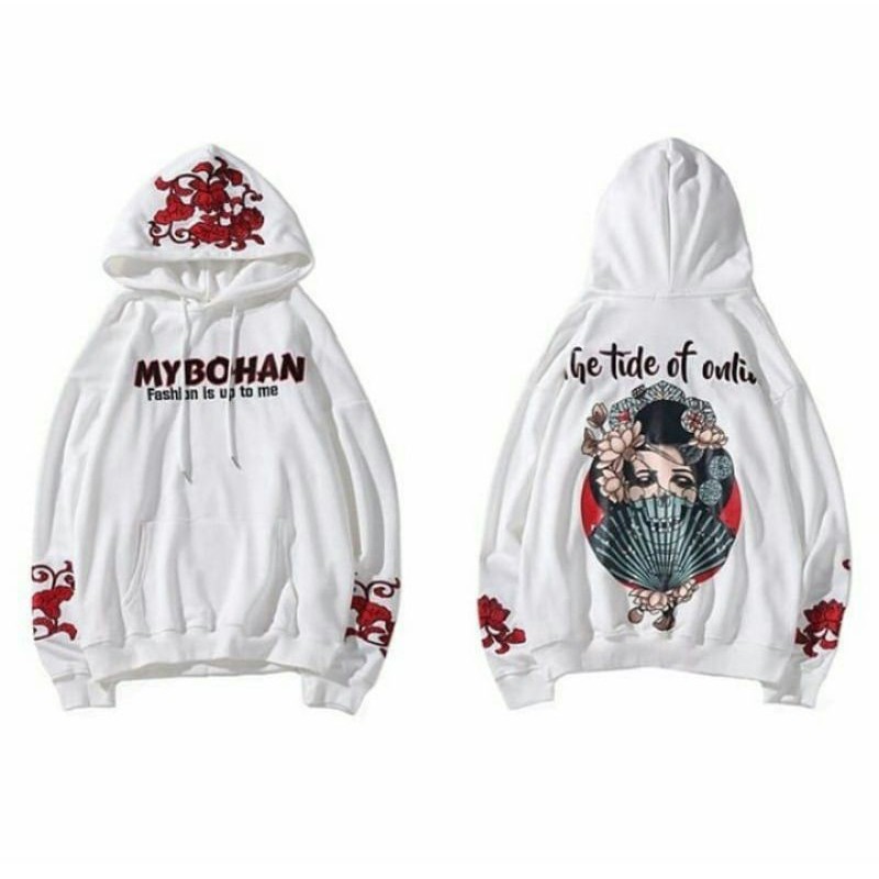 Hoodie sukajan geisha white