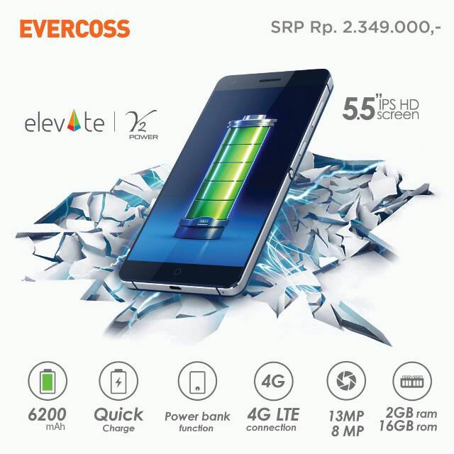 Jual HP EVERCOSS S55 ELEVATE Y2 POWER 4G LTE 16GB RAM 2GB | GARANSI 1 TAHUN | Shopee Indonesia