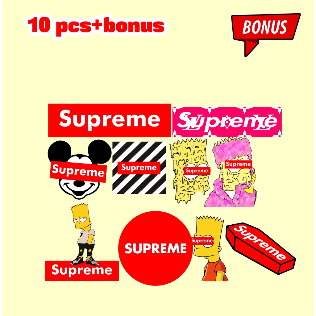 

Paket Supreme Isi 10pcs Stiker Brand Stiker Graftac Anti Air High Quality Tumblr