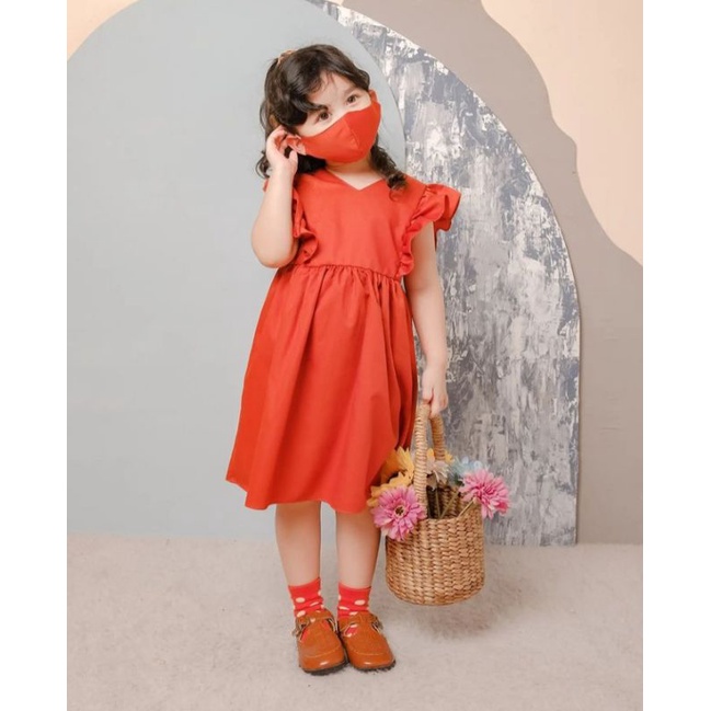 Dress anak ruffle-dress Ruby-Dress anak perempuan-ruffle anak polos-baju pesta anak