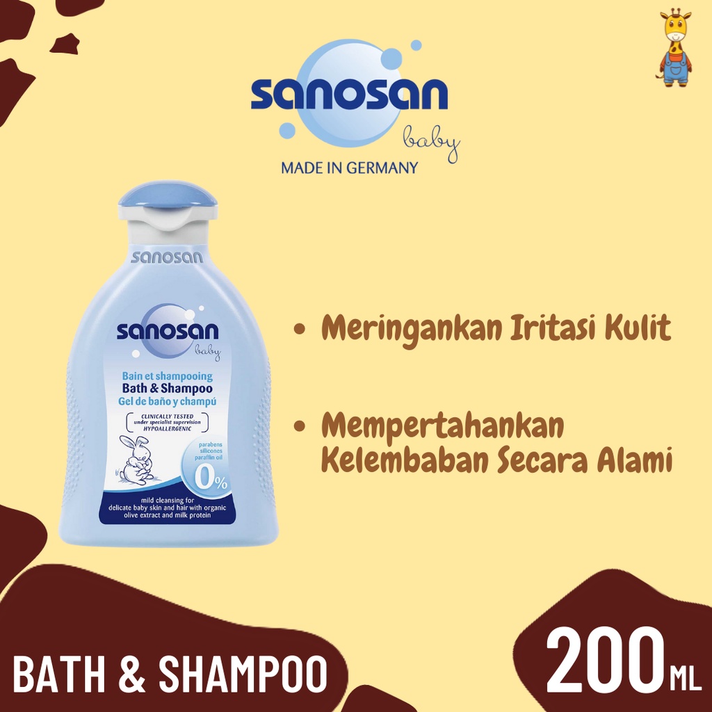 Sanosan Baby Bath And Shampoo 200ml - Sabun dan Shampo Bayi