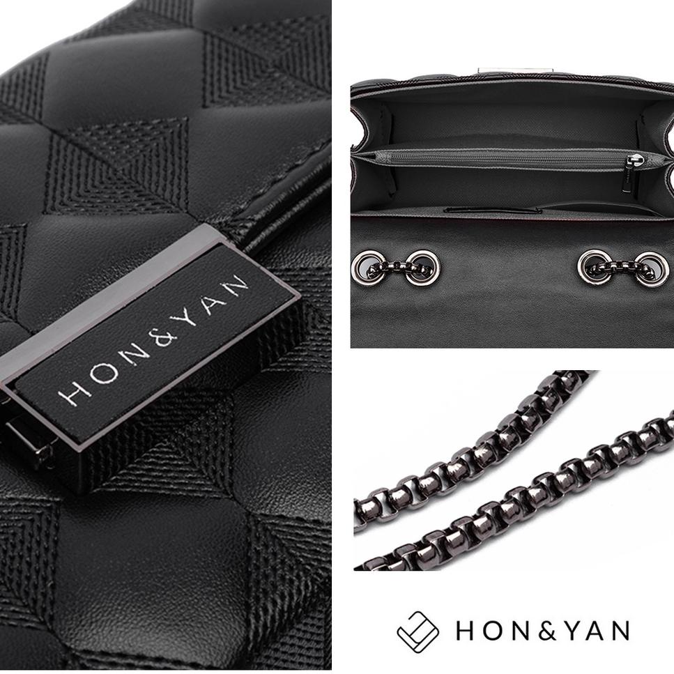 9C7 [HONYAN] Tas Selempang Wanita Import Terbaru  Sling Bag Tali Rantai Warna Hitam Original Branded