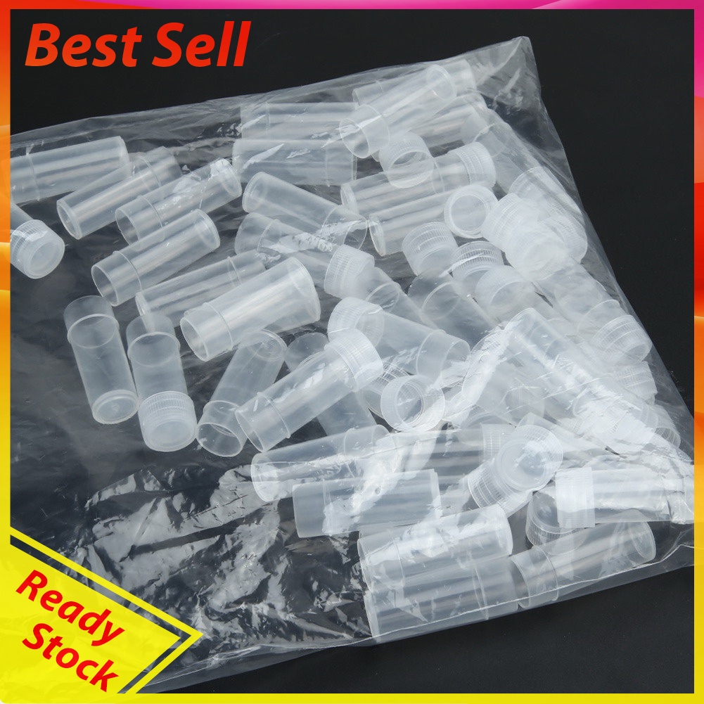 50Pcs 5g Volume Plastic Sample Bottle 5ML Small Bottle Vial Storage Contain