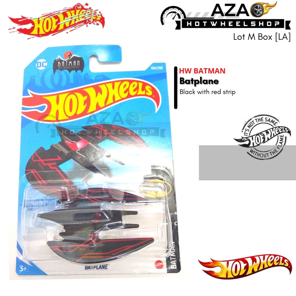 NEW ARRIVAL | Diecast Hot Wheels BATPLANE Hitam Red Strip Batman HW Hotwheels Mobil Mainan Anak Lot M 2021 Reguler Basic Termurah Curah Murah Scale 64