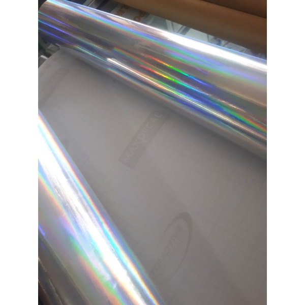 [ MAX DECAL HOLOGRAM ] SKOTLET MOTOR LASER CHROME PUTIH 50CM X 1M