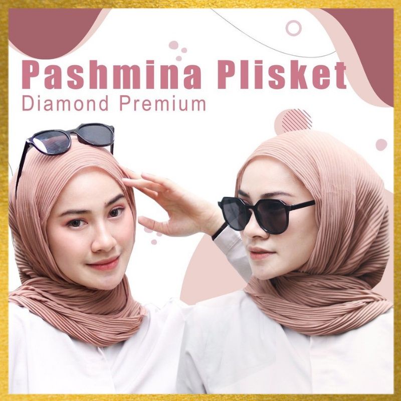 Pashmina Plisket Diamond Hijab Pakaian Muslim Wanita