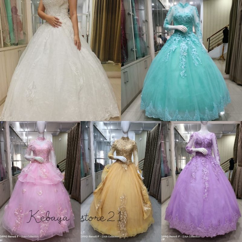 Gaun Pengantin Pesta pemberkatan/gaun import/ gaun Pernikahan Putih Elegant Bordir Renda/gaun import