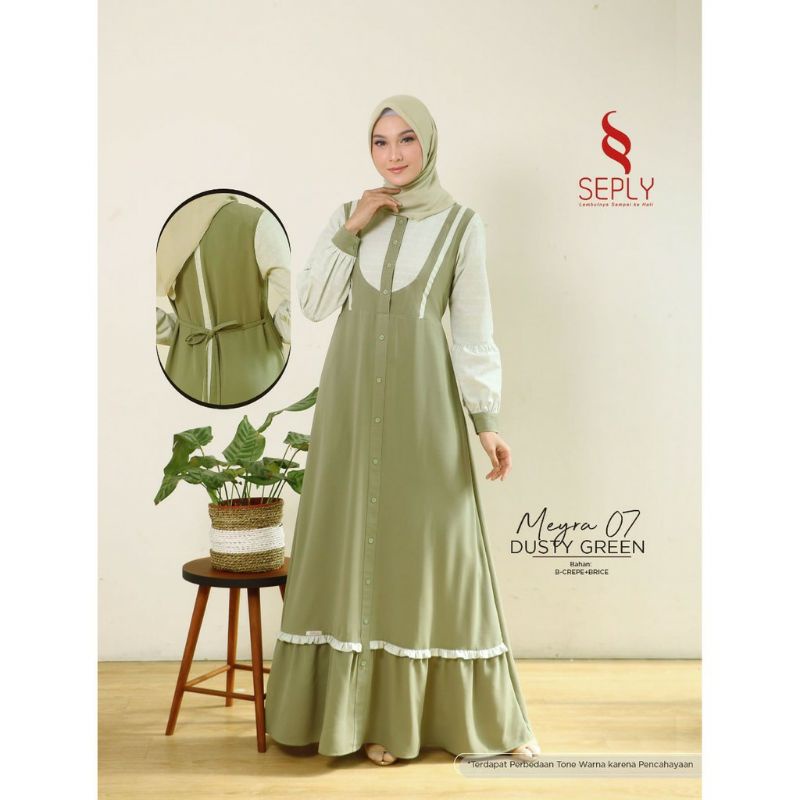 [COD] BAJU GAMIS SEPLY MEYRA 07 || DUSTY GREEN, CLASSIC BLUE, PARIE SAND, COKLAT