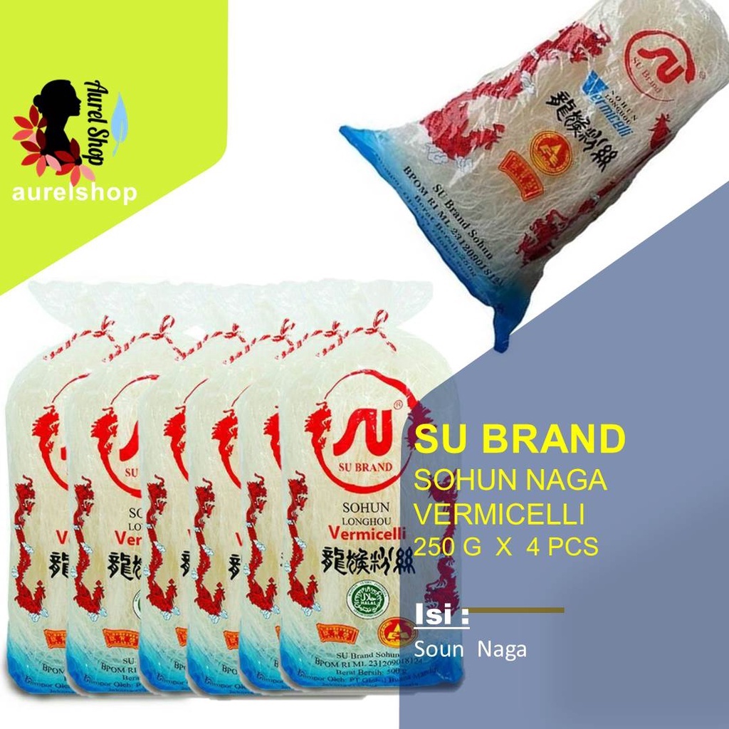 

SU Brand Vermicelli Soun Sohun Cap Naga @250 gram x 4 pcs