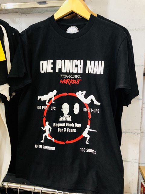 Kaos Saitama Workout One Punch Man Black