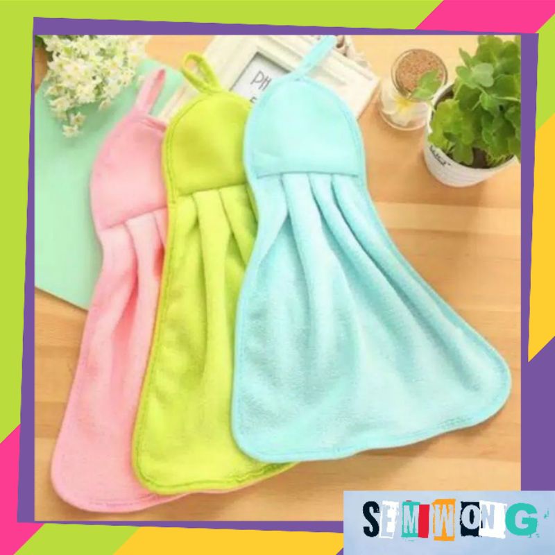 Lap Tangan Polos Bahan Handuk Microfiber Kain Lap Gantung Dapur Kamar Mandi