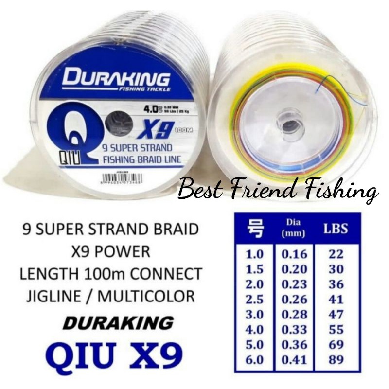 Tali Benang PE DURAKING QIU X9 MULTICOLOR