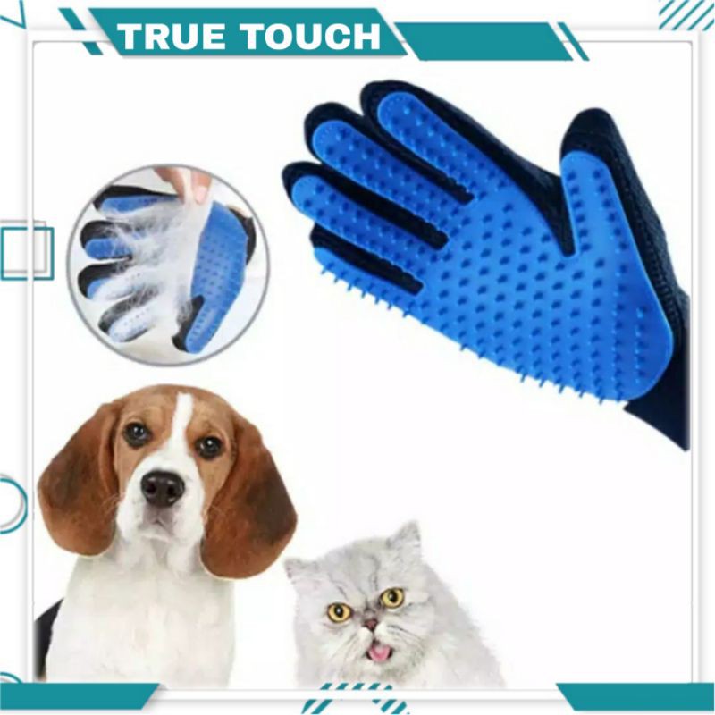 Sarung Tangan Sikat Grooming - Sisir Mandi Kucing Anjing Pet Grooming Pet glove True Touch