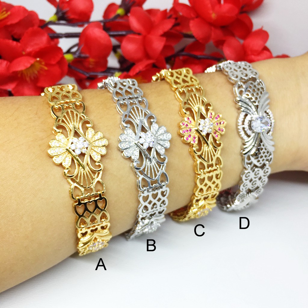 Gelang Pesta Xuping Batu Putih Elegan Lapis Emas - BB428