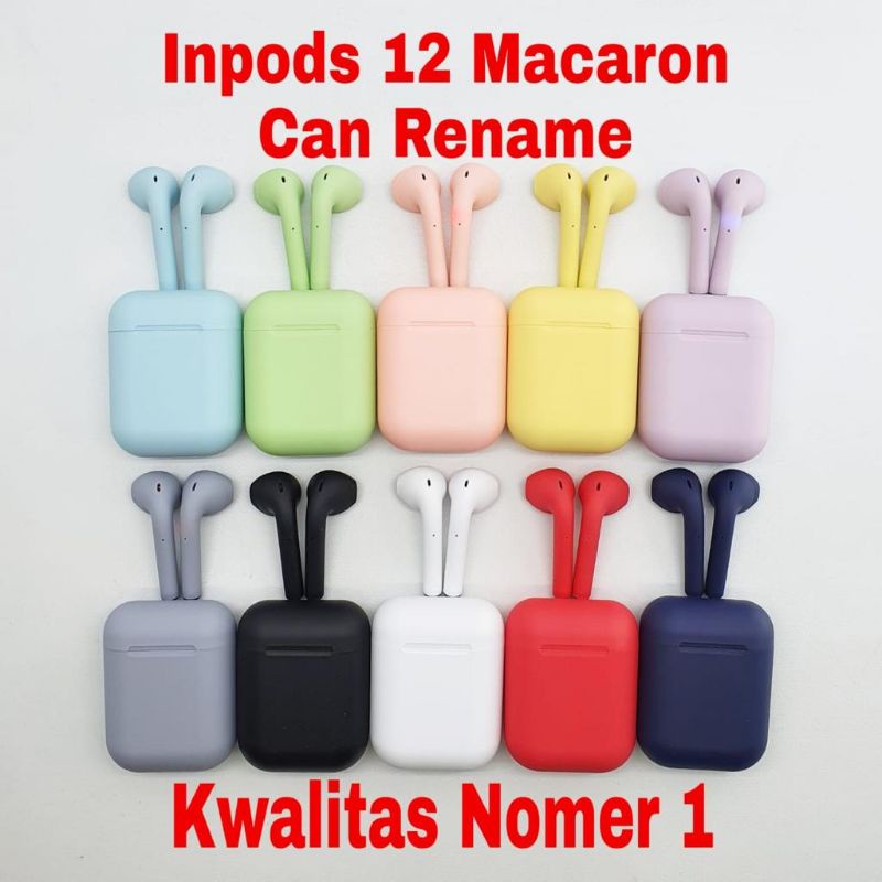 Inpods 12 Headset Bluetooth 5.0 Wireless Earphones Inpods12 Macaron Can Rename-3