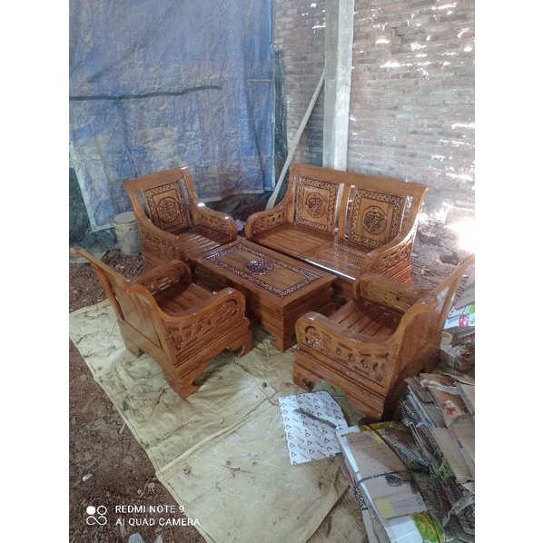Kursi Tamu Meja kursi Ruangan Rumah Kayu Jati Jepara