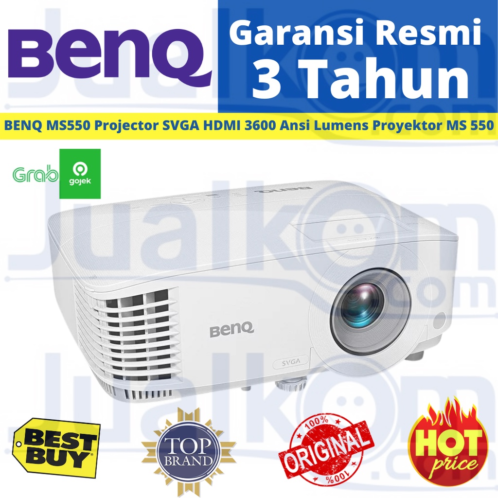 BENQ PROJECTOR  MS550 (3600ANSI SVGA 800 X 600 HDMI , TANPA LAYAR ) RESMI