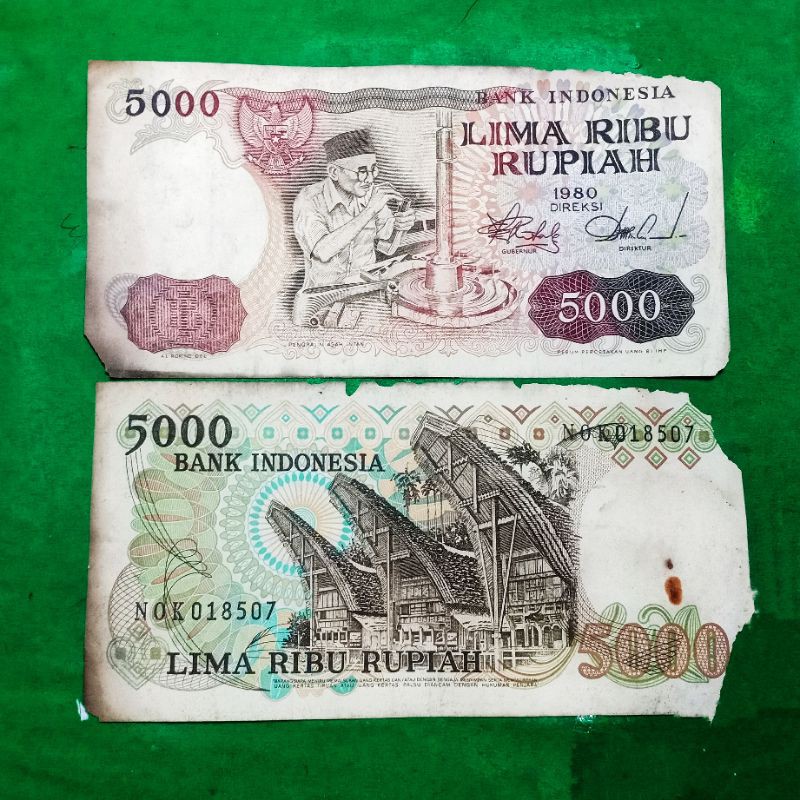 UK410 UANG KUNO ASLI INDONESIA 5000 RUPIAH SERI PENGRAJIN ASAH INTAN UANG LAMA MAHAR PERNIKAHAN