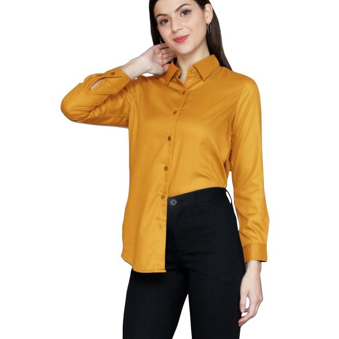 Terbaru.. Baju Kemeja Polos Kerja Kantor Atasan Wanita Lengan Panjang Karet Cewek Remaja Warna Putih