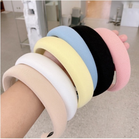 PREMIUM Bando Busa 3CM Jumbo Warna Pastel - Bandana Spons Korea Impor Aksesoris Fashion Wanita Sponge Headband - Padded Headband