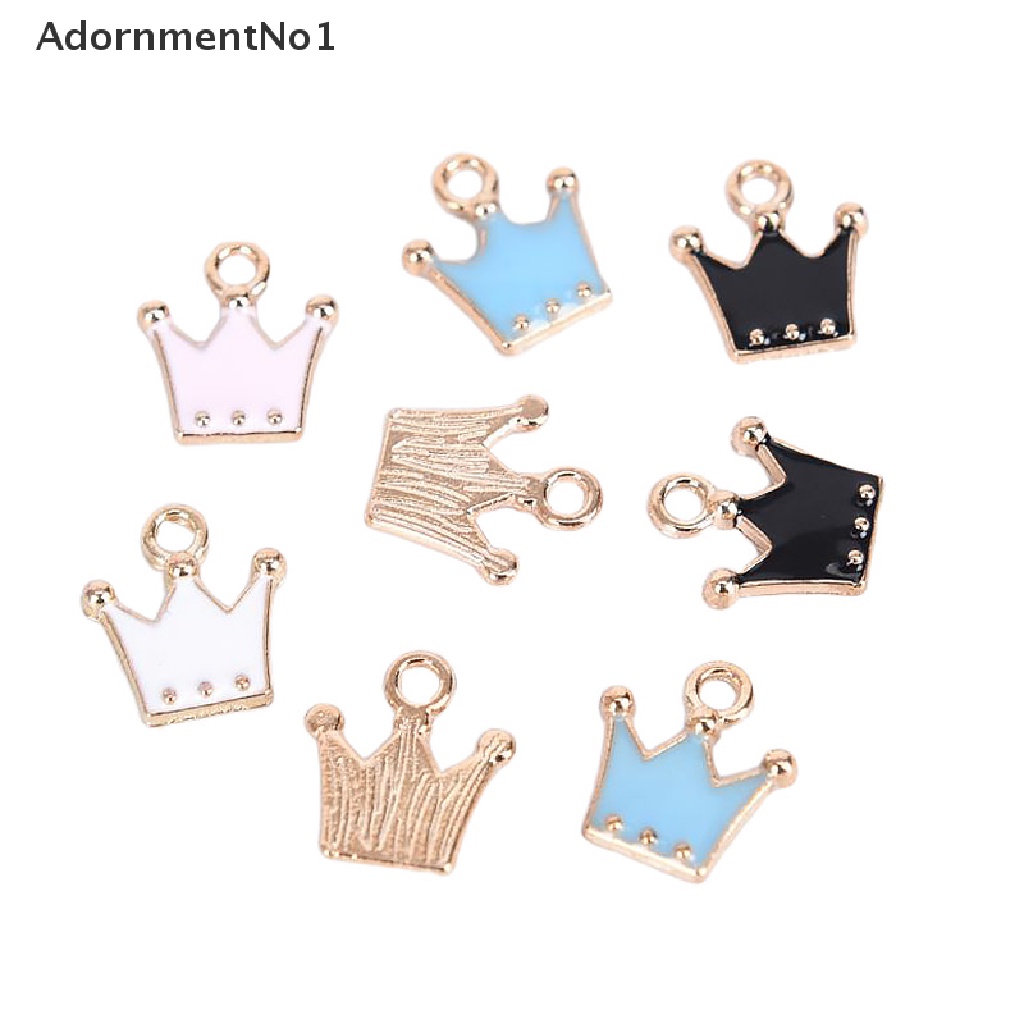 (AdornmentNo1) 10pcs / Set Liontin Enamel Bentuk Mahkota Kecil Bahan Alloy Untuk Kerajinan Tangan DIY