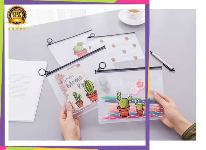 

TEMPAT PENSIL PF02 Korean Castus PVC Transparant Stationery A5 File Folder - tiga castus