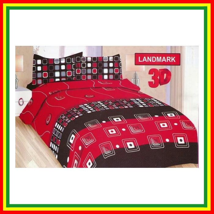 SPREI BONITA LANDMARK SINGLE 120 NO.3 SEPRAI STRIP KOTAK HITAM MERAH