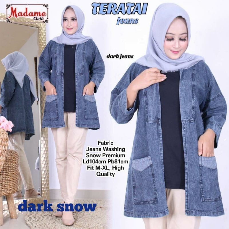 Outer Jeans Cardigan Wanita Blazer Hoodie