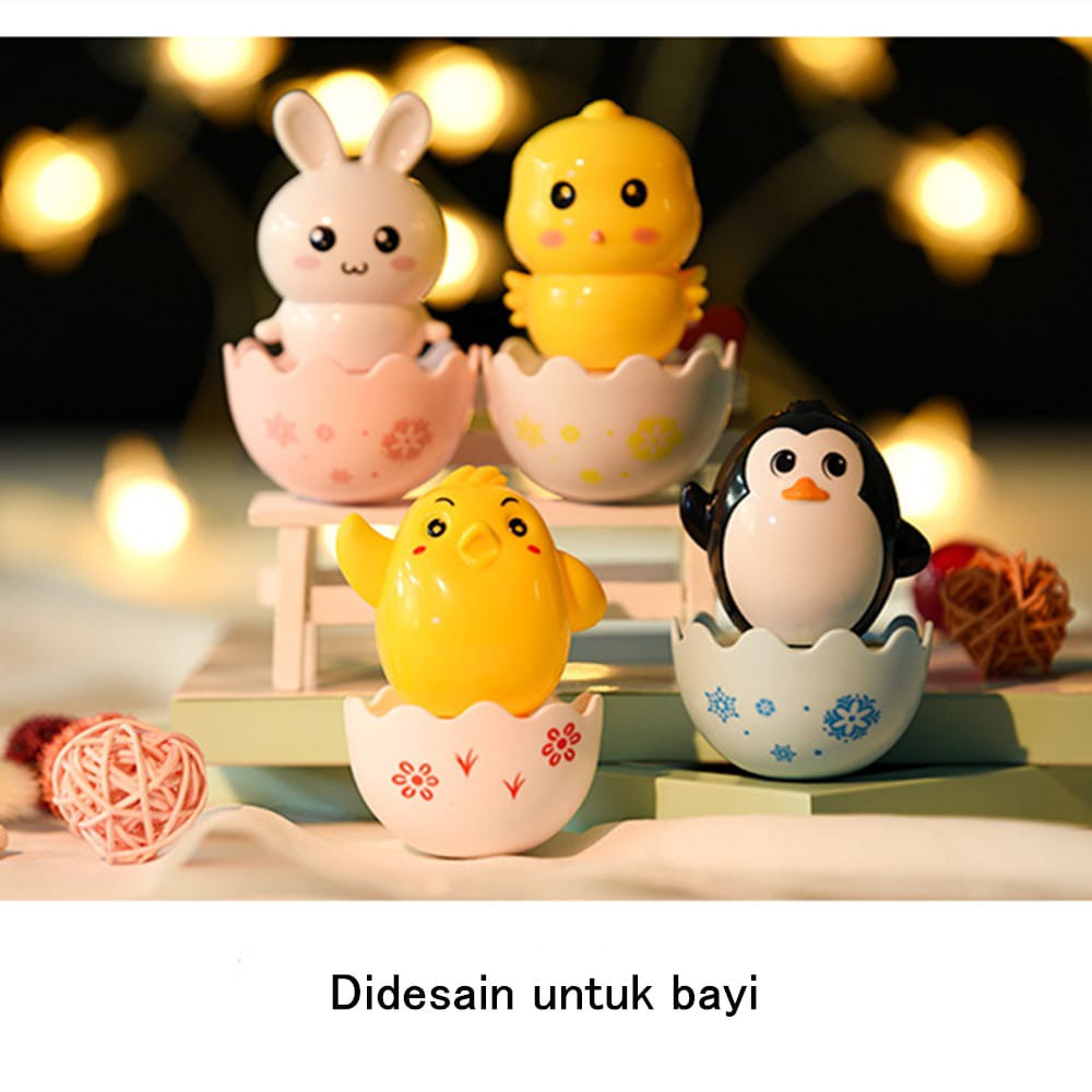 ~ PIYOSHI08 ~ Mainan Anak Bayi Tumbler Rattle Bentuk Telur Goyang Animal Lucu Murah MA07