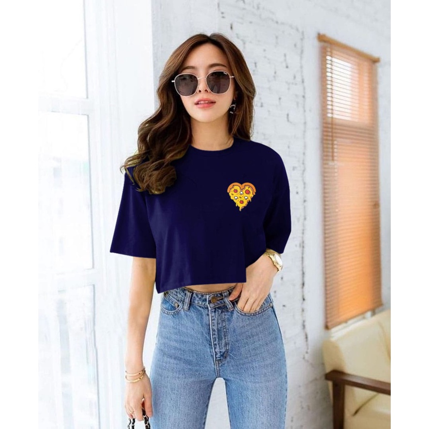 Flava_Store-Love Cake Crop Top Kaos Lengan Pendek Wanita