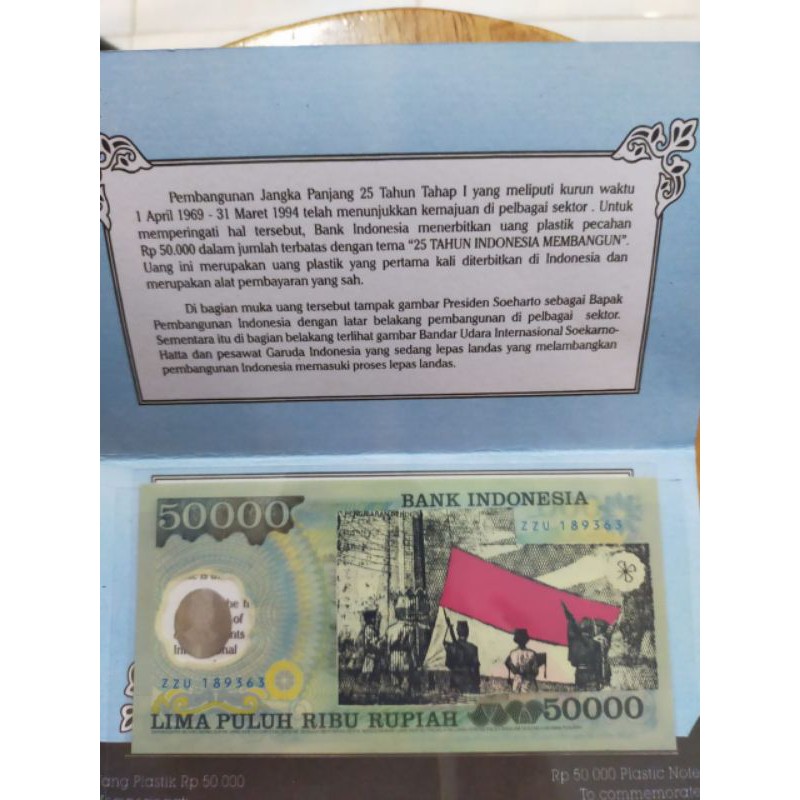 UangRp50.000UkaPolymerSoehartoPengibarBenderaPrefixZZUTahun1991Gress...