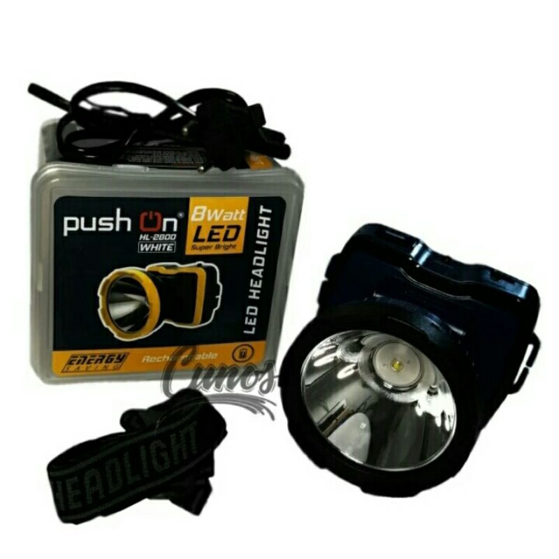 Senter Kepala Push On 8 watt HL-2800 Headlamp Mini Camping Outdor Original