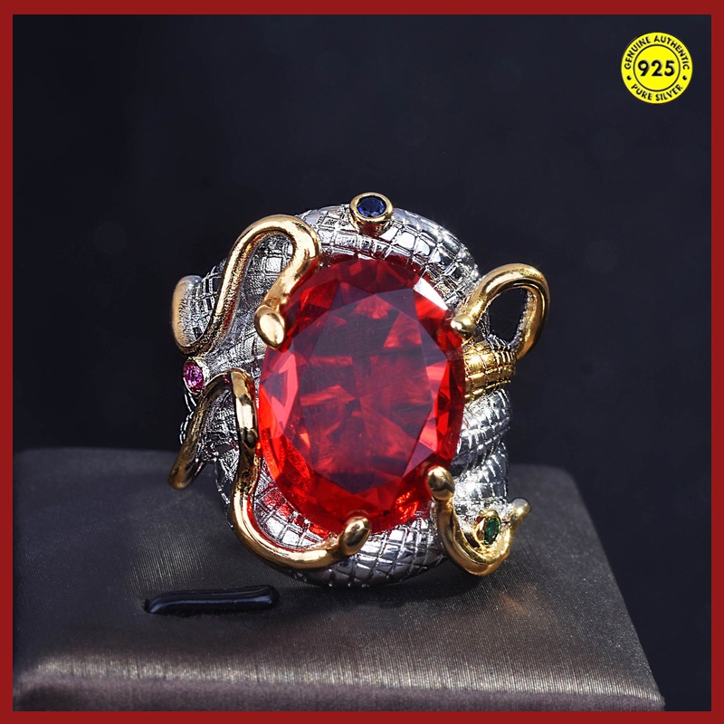 Cincin Batu Ruby Elektrik Dua Warna