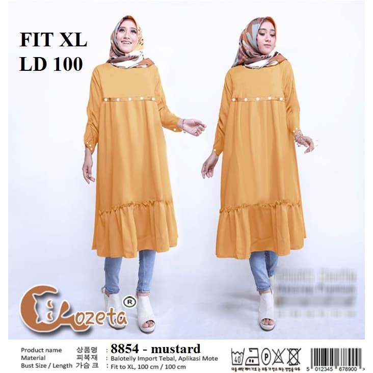 Terlaris Tunik mustard wanita baju muslim wanita size XL LD 100 kuning yellow baloteli murah cantik 
