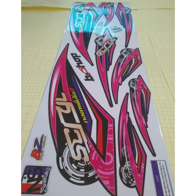 Stiker striping scoopy warna pink magenta