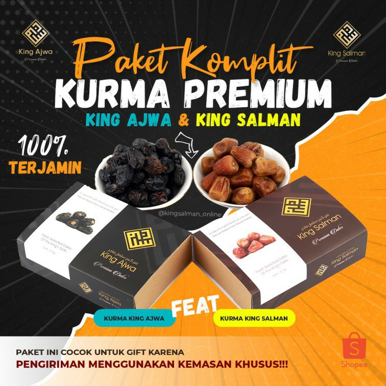 

Kurma Asli Ajwa Dan King Salman Original 100% Kurmanya Premium Favorit Nabi Para Raja