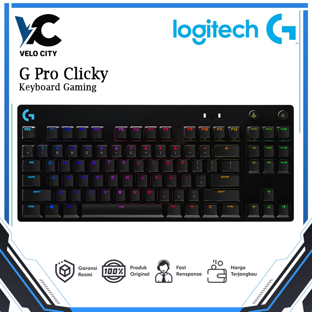 Logitech G Pro Clicky Keyboard Gaming Mechanical TKL RGB for eSports