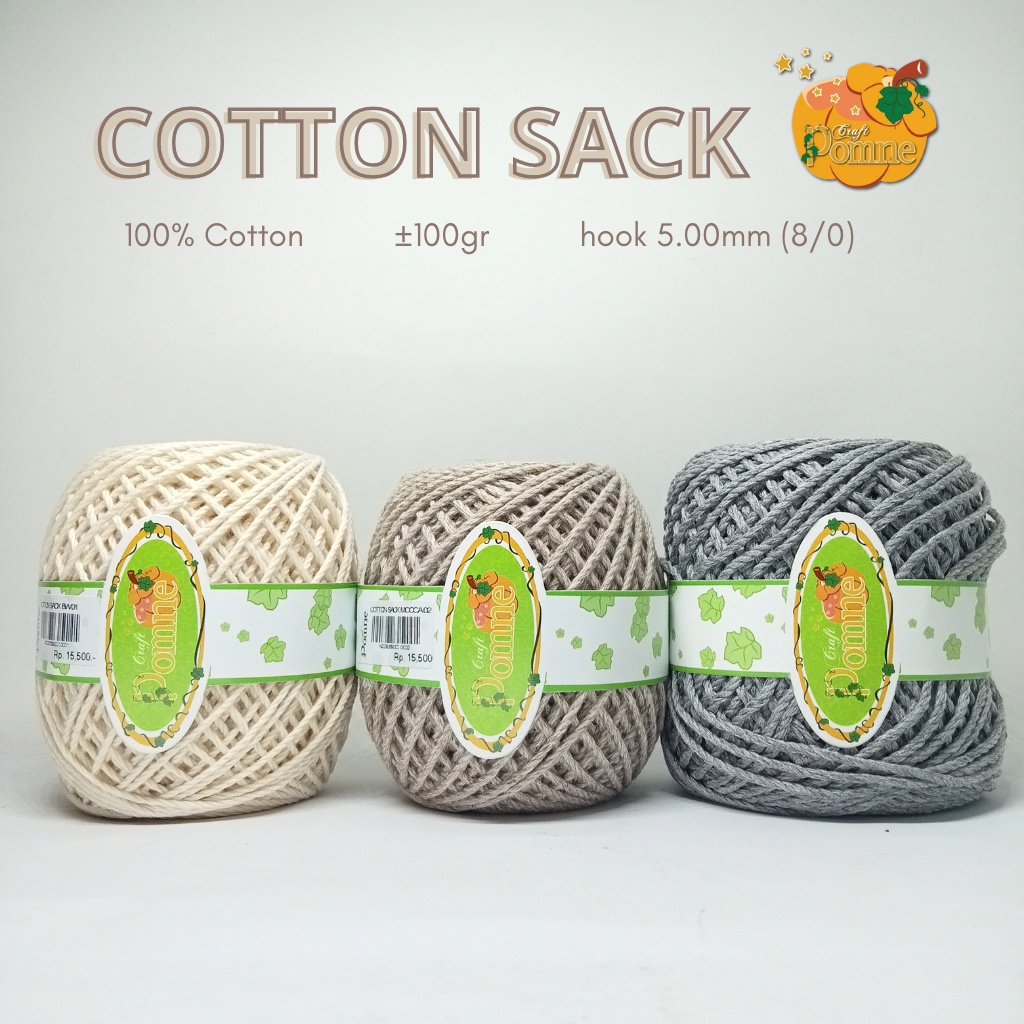 LIMITED!! BENANG RAJUT COTTON SACK / Katun Karung - Crochet Yarn - Benang Rajut Tas, Dompet, Keranjang +-100gram