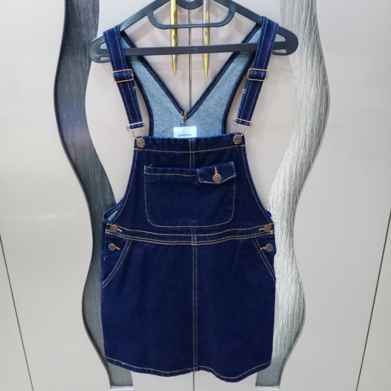 Overall Jeans Dress Wanita merek Stradivarius Ukuran 8 / L baju monyet