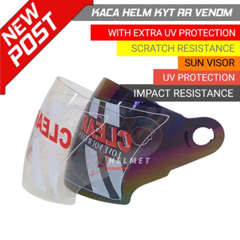 Kaca Helm Kyt Rr Venom Clear Pelangi Bisa Terpasang Ke Ink T1 dan Kyt Scorpion King Half Face