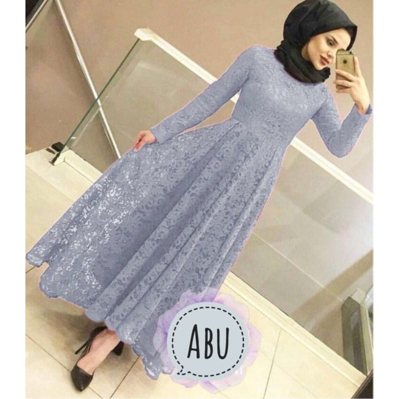 BJ - Maxi YUNI Wanita Bahan Brukat Tulang Corneli - Size M L XL XXL - Gamis Dress Pesta Kondangan - Fashion Muslim