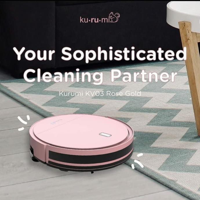 Kurumi KV03 Robot Vacuum Cleaner - Hitam, Mint Green, Putih, Rose Gold 1800 Pa Suction Power 4 kg