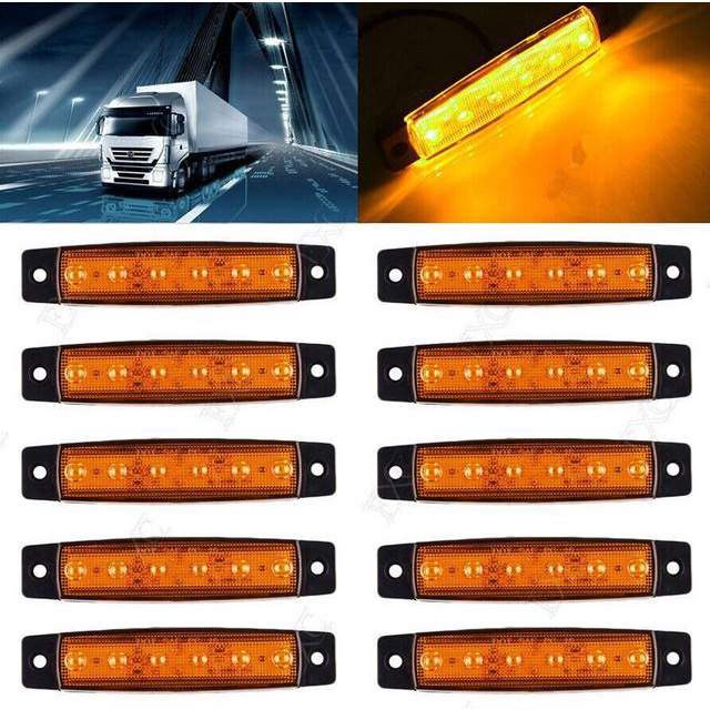 Lampu Peringatan Keselamatan Benturan Anti Belakang Mobil 6LED/lampu Indikator Super Terang 24V/truk Trailer Side Indicator Brake Warning Rear LED Light Aksesoris Otomotif