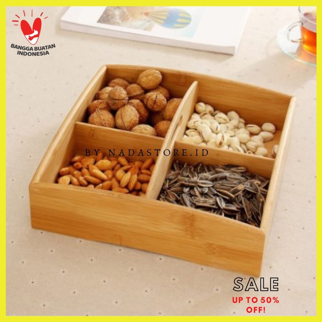 Tray Pine Wood Food Storage Box Snack Dish Portable Candy Nut Decorative W-16 By Nadastore