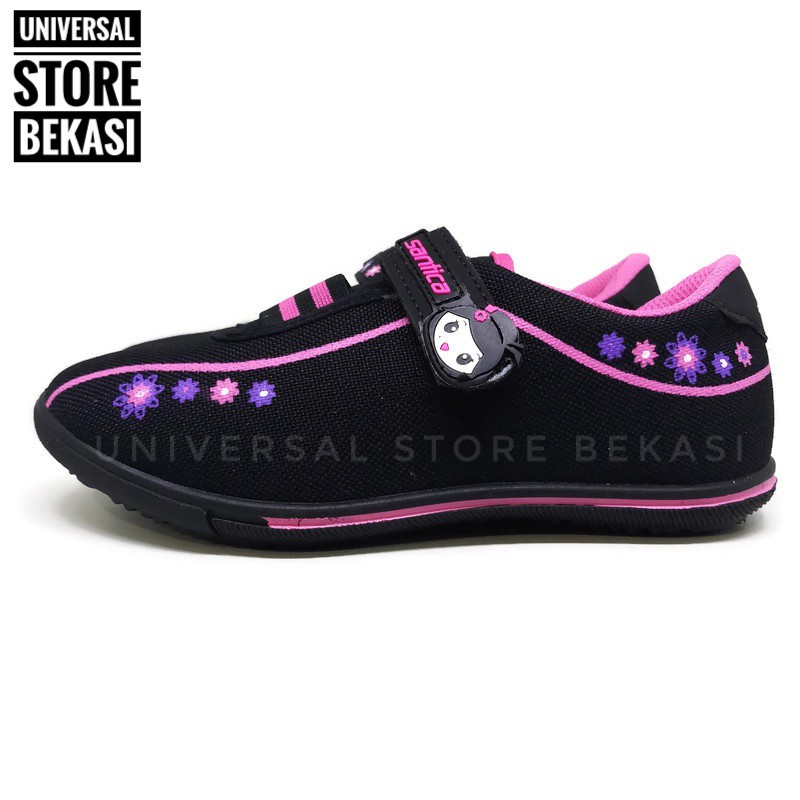 Sepatu Anak Perempuan Strip Kreket Santica Michiko Oshin Pink Sekolah Paud TK SD Slip On Anak Cewek