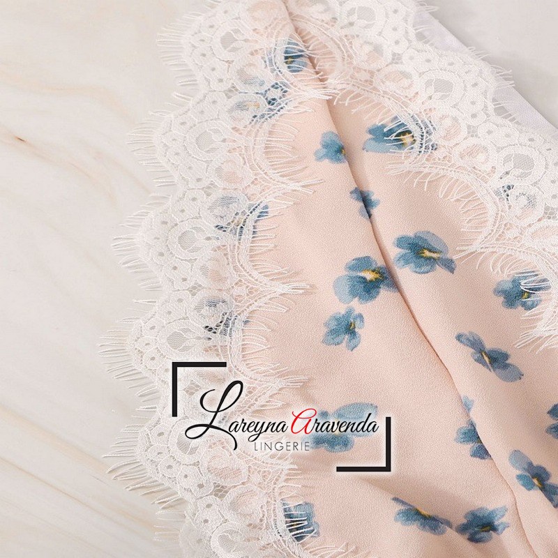 Lingerie Lingeria Seksi Model Gaun Lace Putih Bahan Sifon Chiffon Premium LG437