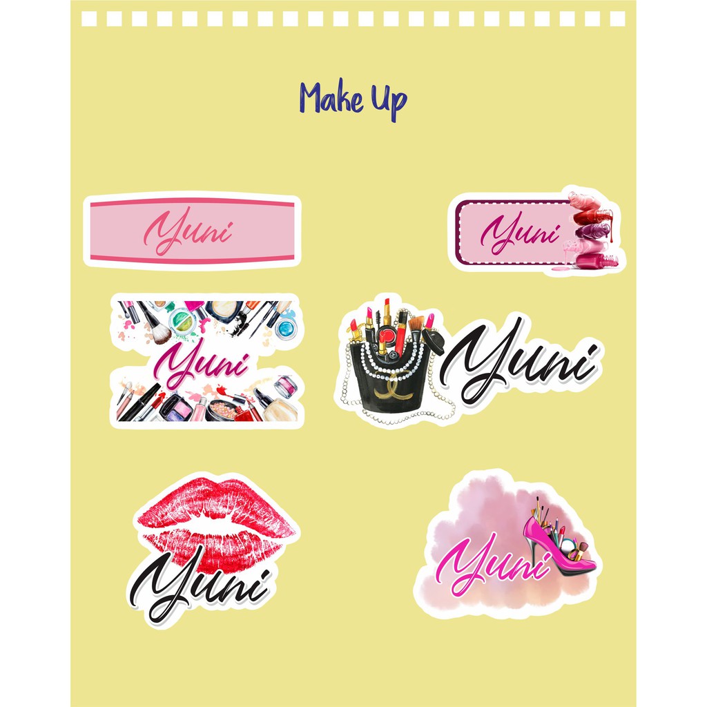 

192pcs Stiker Label Nama Kekinian Tahan Air & Anti Luntur untuk Umum Tema Make Up