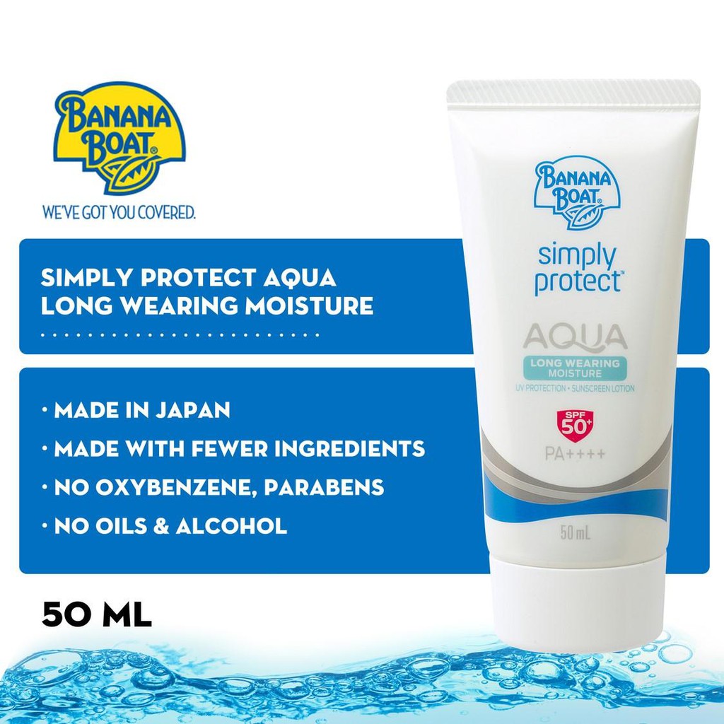 Banana Boat Simply Protect Aqua Long Wearing Moisture Sunscreen Lotion SPF 50+