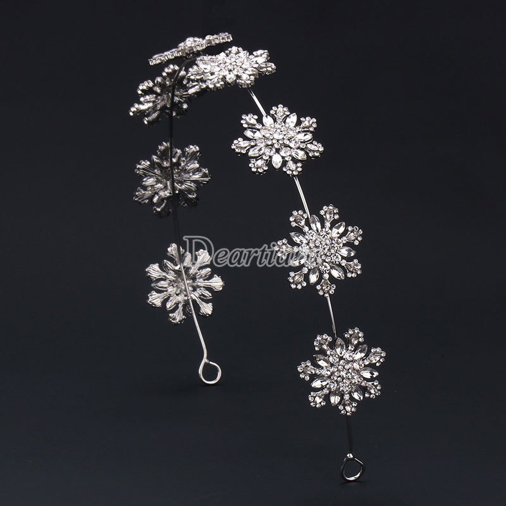 Fashion Horse Eye Alloy Rhinestone Small Snowflake Headband Bridal White Wedding Headdress Accessories